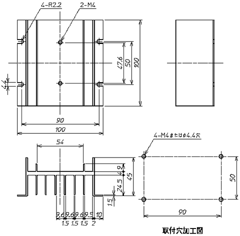 放熱器 HS-320 外形寸法図