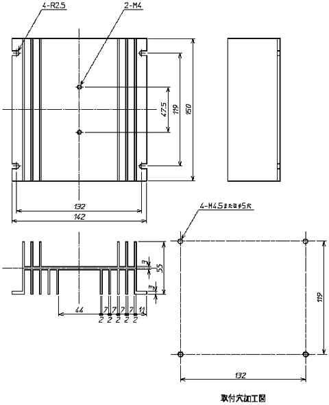 放熱器 HS-340 外形寸法図