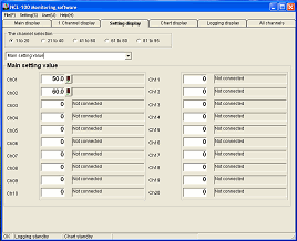 Monitoring software (SWM-NCL01M) Setting display