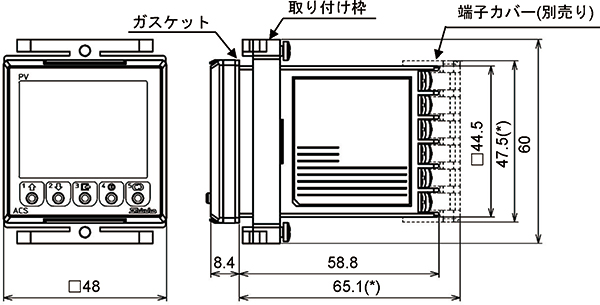 デジタル指示調節計 ACS2 外形寸法図